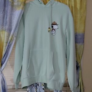 Peanuts Light Green Snoopy Men's Hoodie Xl And Pant Size Large